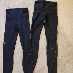Under Armour Women's Black and Gold Leggings